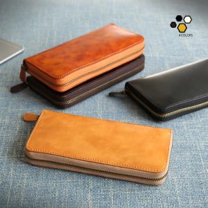 メンズ 財布 長財布 本革 ラウンドファスナー メンズ ヌメ革 手縫い 手染め 新入荷 レザー長財布 ウォレット本革 メンズ 牛ヌメ革 ラウンド