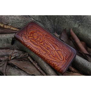 新入荷 レザー長財布 ウォレット本革 メンズ 牛ヌメ革 ラウンド