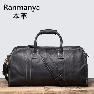 本革 オーストリッチ ボストンバッグ 旅行用バッグ ブラック 機内