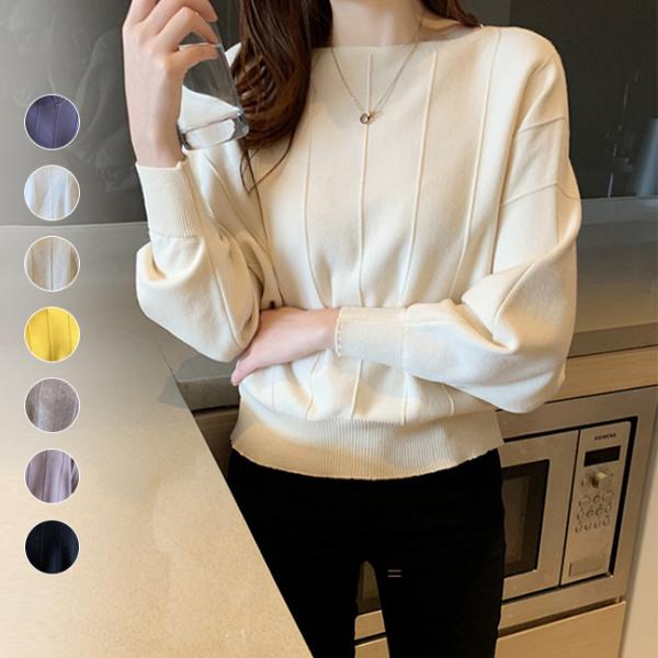 ニット トップス レディース セーター ゆったり ベーシック 春 秋冬 長袖 無地 カジュアル オフ...