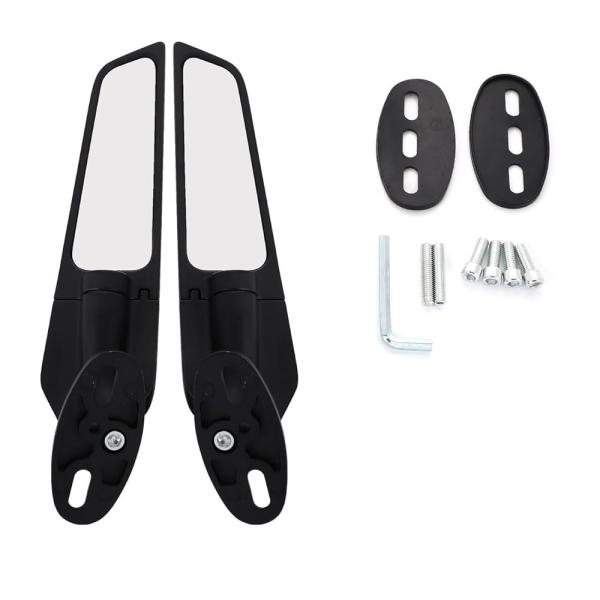 ウイングミラー スリム翼型 カウルミラー ZX-4R CBR250R等対応 回転調整可 汎用 左右セ...