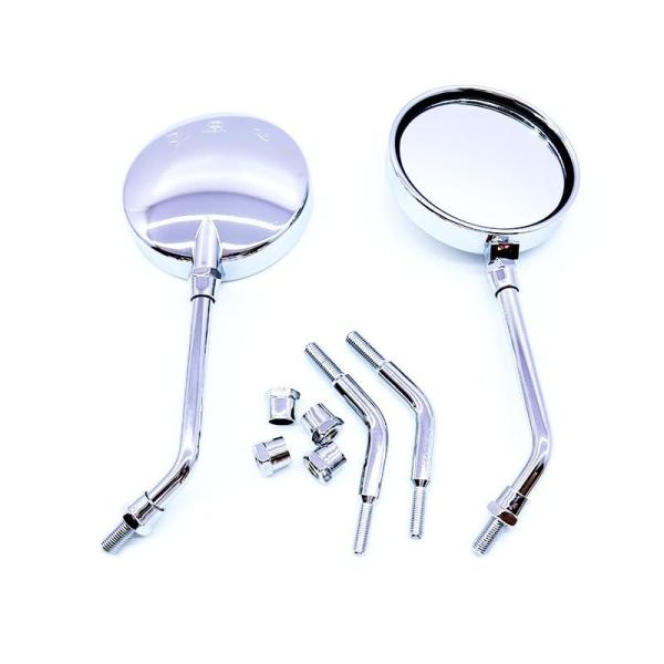 バイク用 ショートミラー 左右セット M10 ホンダ スズキ ヤマハ等対応 正ネジ ブラック シルバ...