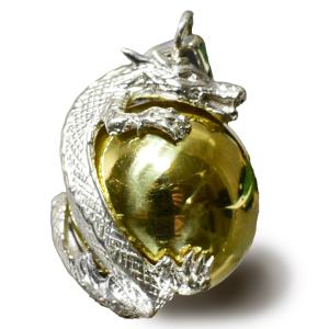 バリ島 ガムランボール 龍（ドラゴン） シルバー ペンダントトップ 説明カード付 メール便対応可