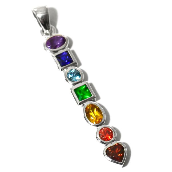 PETER STONE セブンチャクラ パワーストーン 高品質シルバー ペンダントトップ｜ヨガ｜シル...