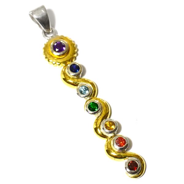 PETER STONE セブンチャクラ パワーストーン ヴェルメイユシルバー（１８金コーティング） ...