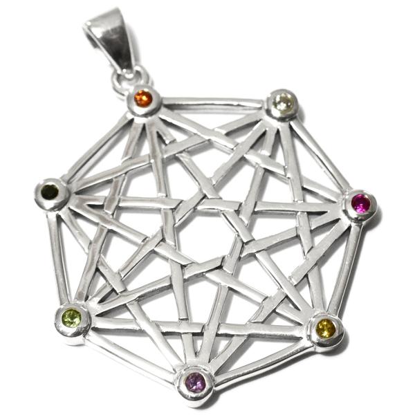 PETER STONE 七芒星（フェアリースター） ７チャクラ パワーストーン シルバー ペンダント...