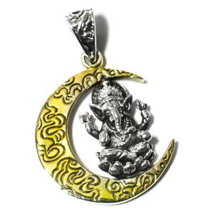 orientalvibrations インド神 ガネーシャ 三日月 シルバー ペンダントトップ ｜夢をかなえるゾウ｜オリエンタルバイブレーション メール便対応可