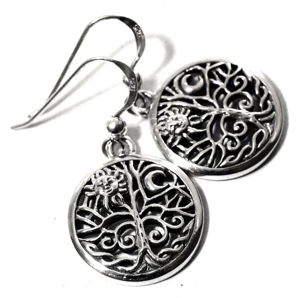 PETER STONE ツリーオブライフ（生命の樹） サン＆ムーン 高品質シルバー ピアス｜フラワー...