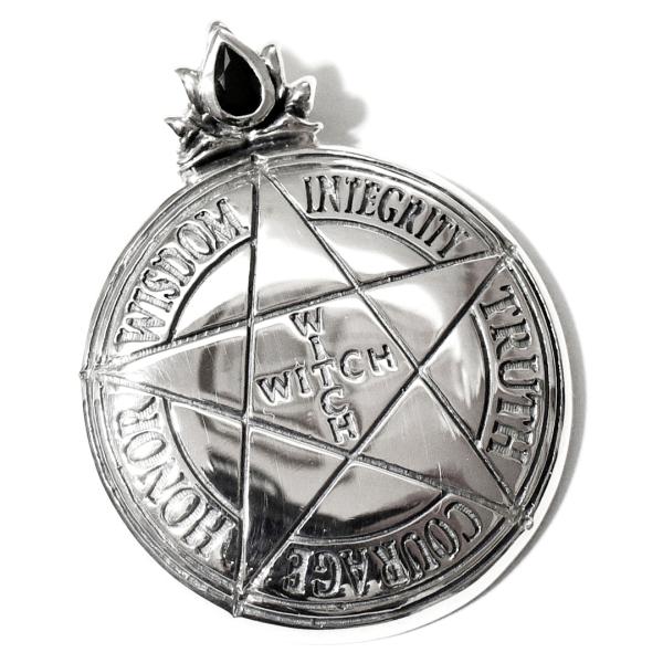 PETER STONE 魔法使いの護符 五芒星 ペンタクル シルバー ブラックスピネル ペンダントト...