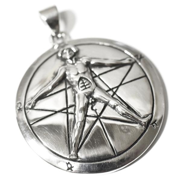 PETER STONE レオナルド・ダ・ヴィンチ ウィトウィルス的人体図 五芒星 シルバー ペンダン...