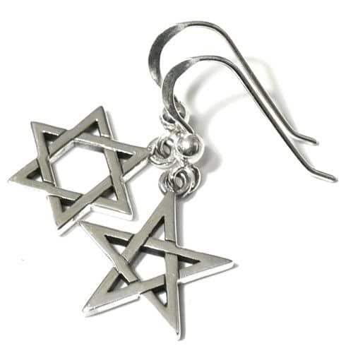 PETER STONE 五芒星（ペンタグラム）＆ 六芒星（ダビデの星） 高品質シルバー ピアス｜ペン...
