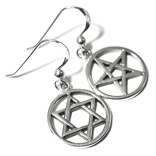 PETER STONE 五芒星（ペンタグラム）＆ 六芒星（ダビデの星） サークル 高品質シルバー ピ...