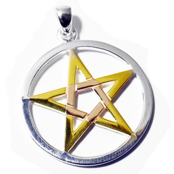 PETER STONE 五芒星（ペンタグラム） ピンク＆イエローゴールドコーティング シルバー ペン...