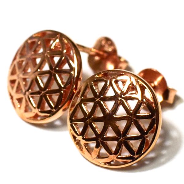 フラワーオブライフ（生命の花） １８Ｋピンクゴールド（ローズゴールド）ヴェルメイユ加工 高品質シルバ...