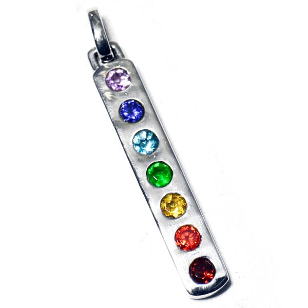 【PETER STONE】セブンチャクラ キュービックジルコニア 高品質シルバー ペンダントトップ