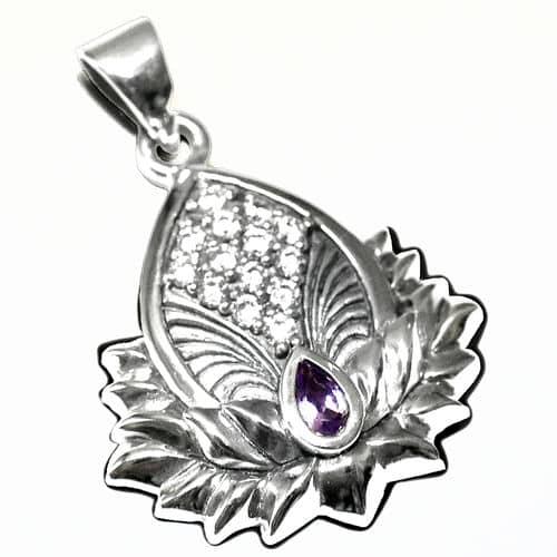 【PETER STONE】ロータス（蓮花） アメジスト キュービックジルコニア 高品質シルバー ペン...