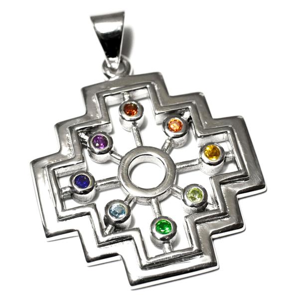 【PETER STONE】インカ帝国 文様 チャカナ チャクラ 高品質シルバー ペンダントトップ