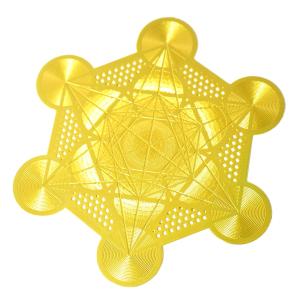 古代神聖幾何学 メタトロンキューブ フルーツオブライフ 金色 メタル（金属） カード 直径：５ｃｍ｜エナジーカード