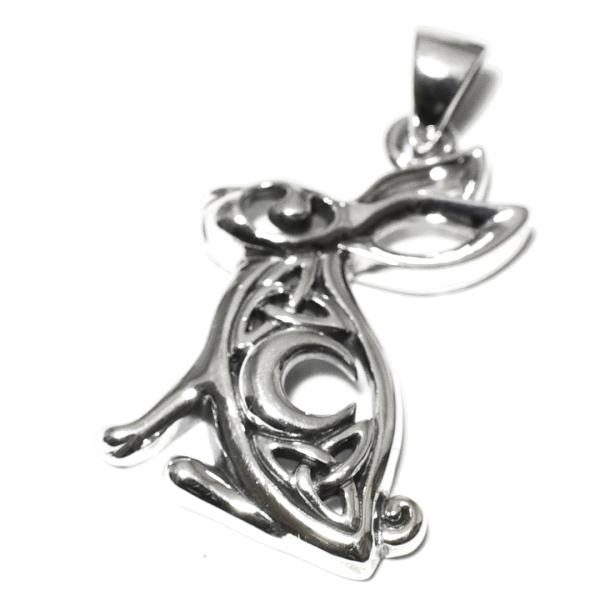 【PETER STONE】ケルトデザイン 月ウサギ（兎）三日月   トリケトラ スターリングシルバー...