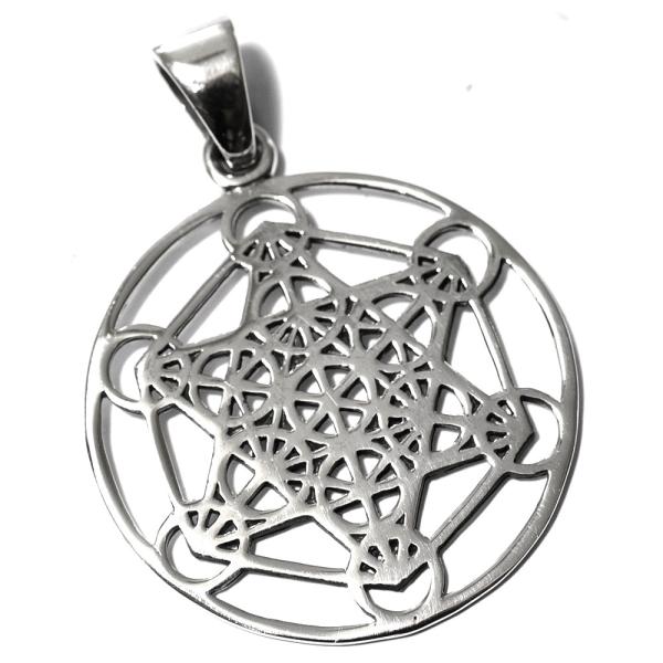 古代神聖幾何学 メタトロンキューブ フルーツオブライフ スターリングシルバー ペンダントトップ 大