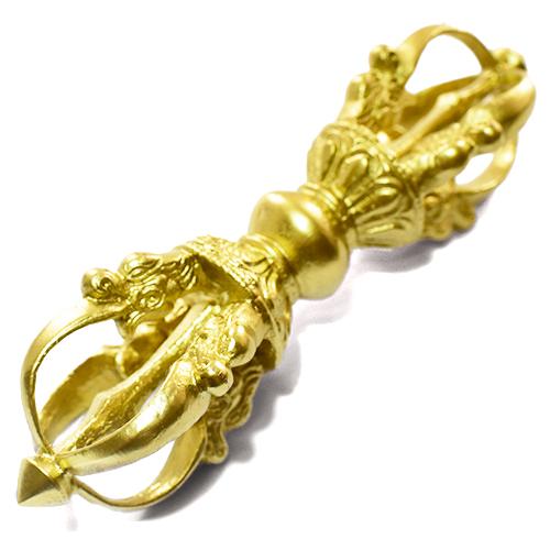 チベット密教 法具 金剛杵(バジュラ） １５０ｍｍ ３３０ｇ ゴールドメタルカラー