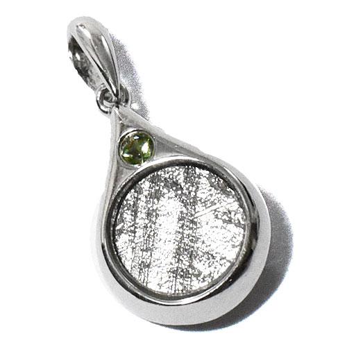 ギベオン隕石 モルダバイト しずく  スターリングシルバー ペンダントトップ  ロジウム加工｜メテオ...
