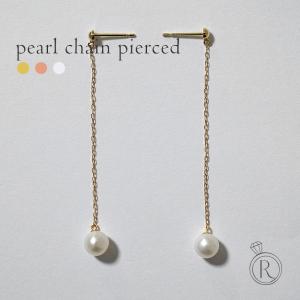 K18 レクタ パール ピアス レディース 女性用 18K 18金 真珠 バー 