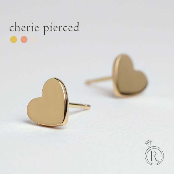 K18 シェリー ピアス ゴールド ハート ピアス ハートプレート 地金 pierce ハートピアス...