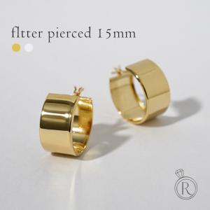 K18 フラッター フープピアス 15mmx8mm レディース 幅広 18K 18金 Pt プラチナ 大きい フラットバンド 平打ちピアス rpakr216123