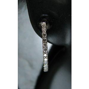 ブラックダイヤ フープ式 ピアス K10WG ブラックダイヤモンド