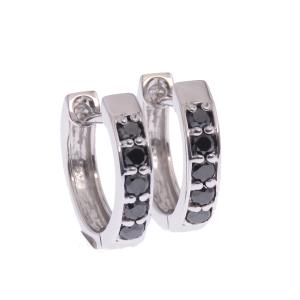 ブラックダイヤモンド ピアス Pt900 フープ 中折れ式 プラチナ
