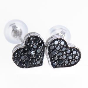 ブラックダイヤ ピアス K10WG ホワイトゴールド ブラックダイヤモンド