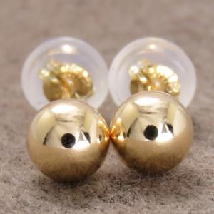 K18 丸玉 5mm スタッドピアス 地金 18金 シンプル レディース 軸太 0.9