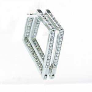 Pt900 0.34ctUP 中折れ ダイヤモンド ダブルフープ ピアス 送料無料