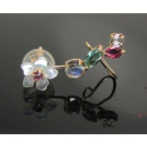 イヤーカフ イヤーカフピアス K18YG ホワイトトパーズ ピンク