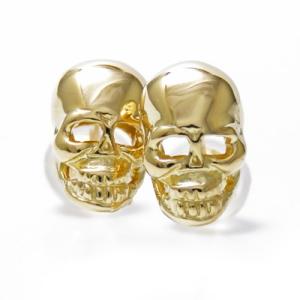 ドクロ ピアスK18PG スカル 髑髏 メンズ ペア 地金 どくろ ロック