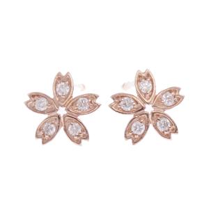 プラチナ900 ダイヤモンド ピアス フラワー 花 モチーフ