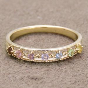 マルチストーン ハーフエタニティ リング ミル打ち 18k K10/K18YG