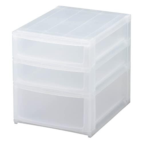 サンカ ポスデコ 引き出し収納ボックス A4 3段(浅2深1) クリア ずれを防ぐラバーストッパー ...