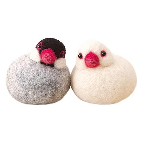 ハマナカ 羊毛キット coma デザイン ころんともちもちわたしのことり 桜文鳥と白文鳥 H441-...