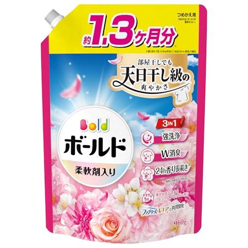 ボールド 柔軟剤入り 洗濯洗剤 液体 華やかおひさまとプレミアムブロッサムの香り 詰め替え 960g