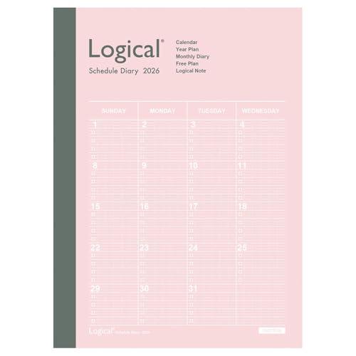 2026年度版 手帳 ナカバヤシ ロジカルダイアリー2026月間ノートタイプA／A6／ピンク NS-...