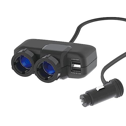 ペルシード(Pellucid) 車内用品 電源シガーソケット 2USB 4.8A ロック式 2連延長...
