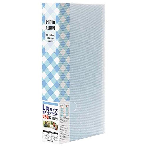 ナカバヤシ ポケットアルバム フォトホルダー L判 288枚 チェックブルー PHE1288A-B