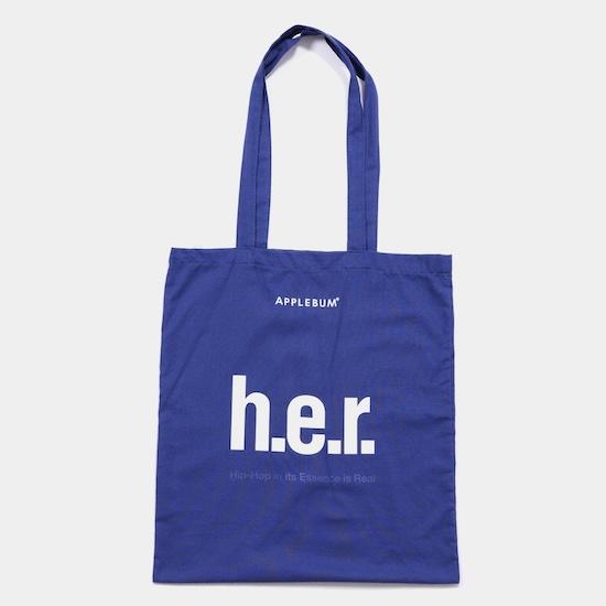 APPLEBUM アップルバム "h.e.r" TOTE BAG NAVY ネイビー