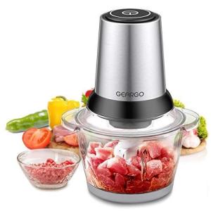 フードプロセッサー GearGO ガラス製 1.2L容量 肉 みじん切り フードチョッパー 電動 フードミキサー みじんきりチョッパー 4枚