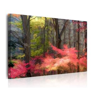 開運画　油絵風  絵画  おしゃれ 壁掛け 絵 色鮮やかな　紅葉の森　紅葉狩り　ポスター