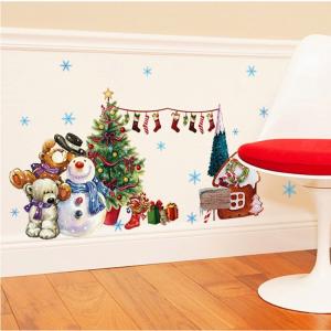 ウォールステッカー クリスマス 3D ツリーくまさん雪だるまスノーマン壁飾り