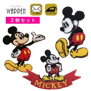 ミッキー ディズニー キャラクター ワッペン 刺繍 アイロン Disney アップリケ 入園 入学 手芸 2枚セット メール便可
