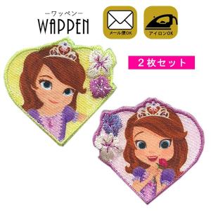 ディズニー プリンセス ワッペン 刺繍 アイロン キャラクター アップリケ 入園 入学 2枚セット Disney ちいさなプリンセス ソフィア メール便可｜rareleak